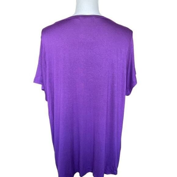 Ragdoll Women's Top Shirt Plus Size 3x Purple Love Graphic Stretchy Short Sleeve - Picture 2 of 9